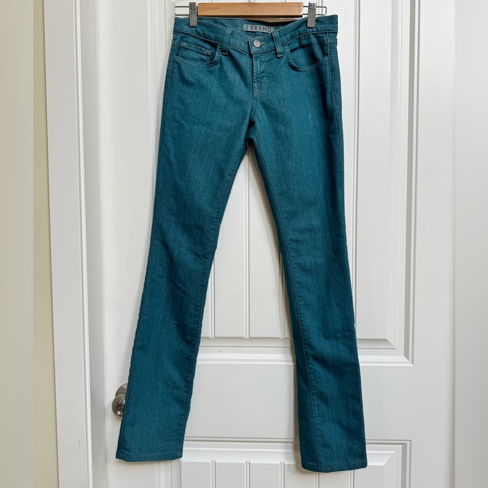 J Brand Azure (Teal Green) Low Rise Pencil Leg Skinny Jeans. Size 26